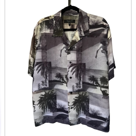 Rag & Bone Avery Print Camp Shirt Cali Skate Excellent Size XXL - Picture 1 of 9
